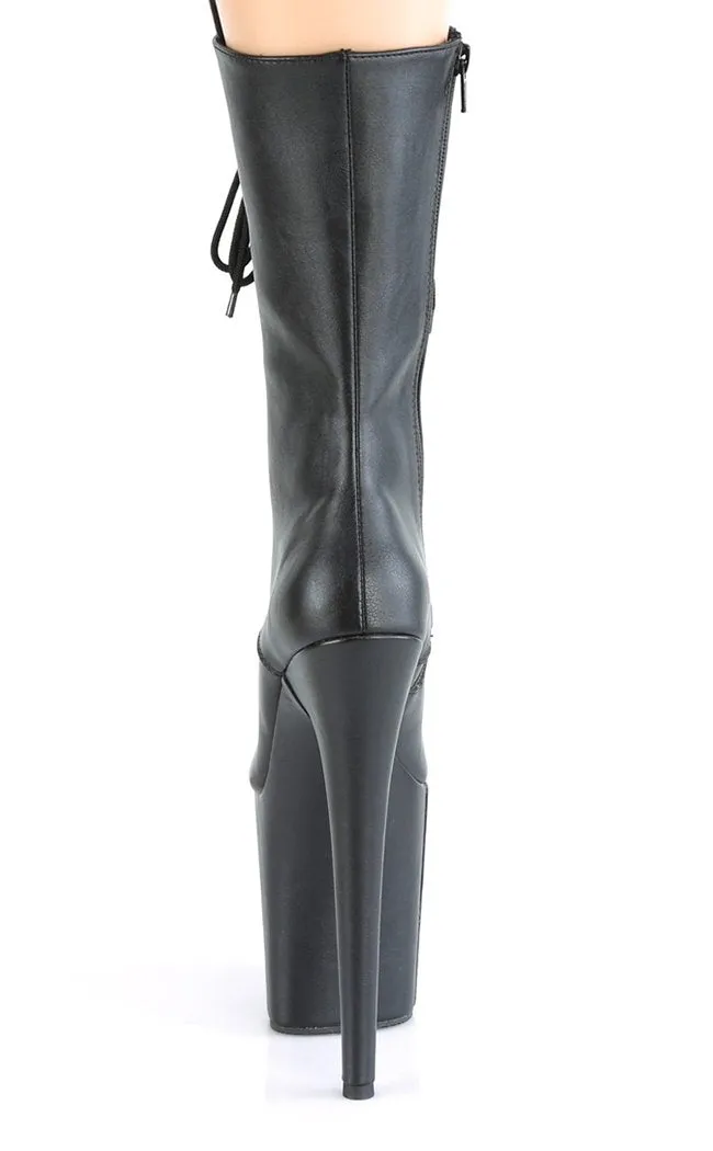 FLAMINGO-1050WR Black Vegan Leather Mid Calf Boots