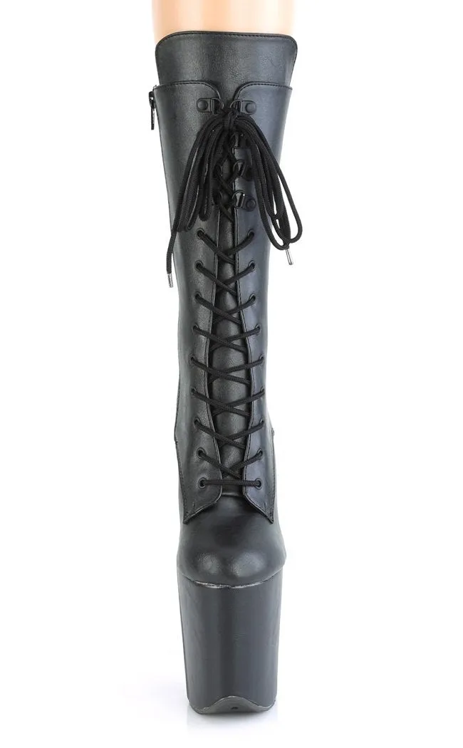 FLAMINGO-1050WR Black Vegan Leather Mid Calf Boots