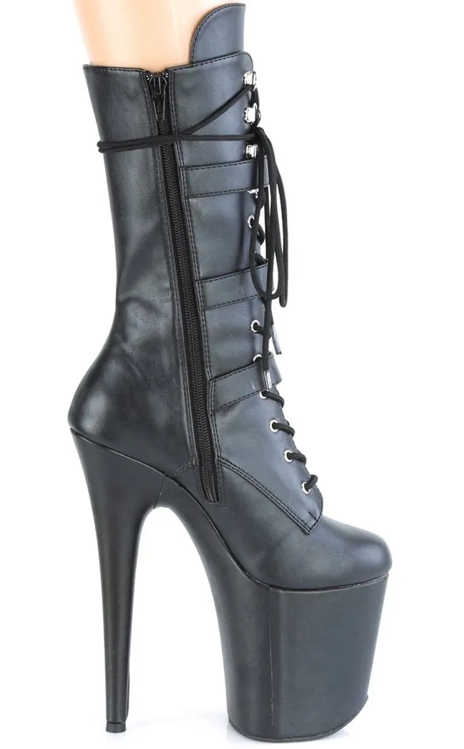 FLAMINGO-1053 Black Vegan Leather Mid Calf Boots