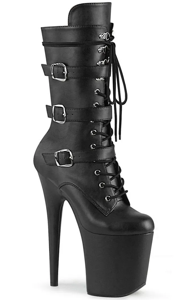 FLAMINGO-1053 Black Vegan Leather Mid Calf Boots