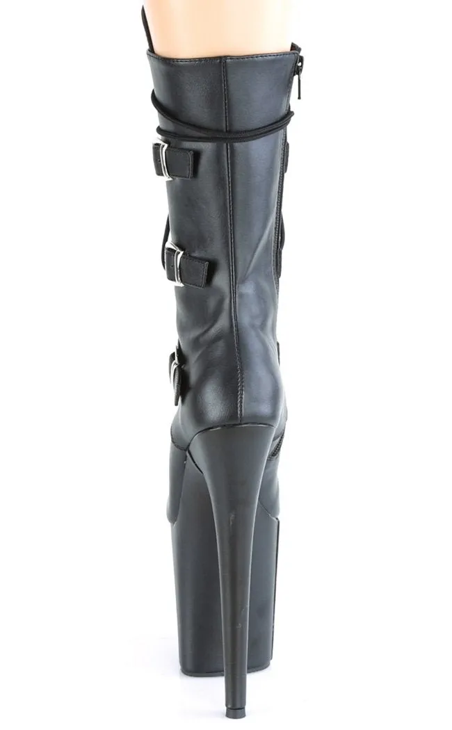 FLAMINGO-1053 Black Vegan Leather Mid Calf Boots