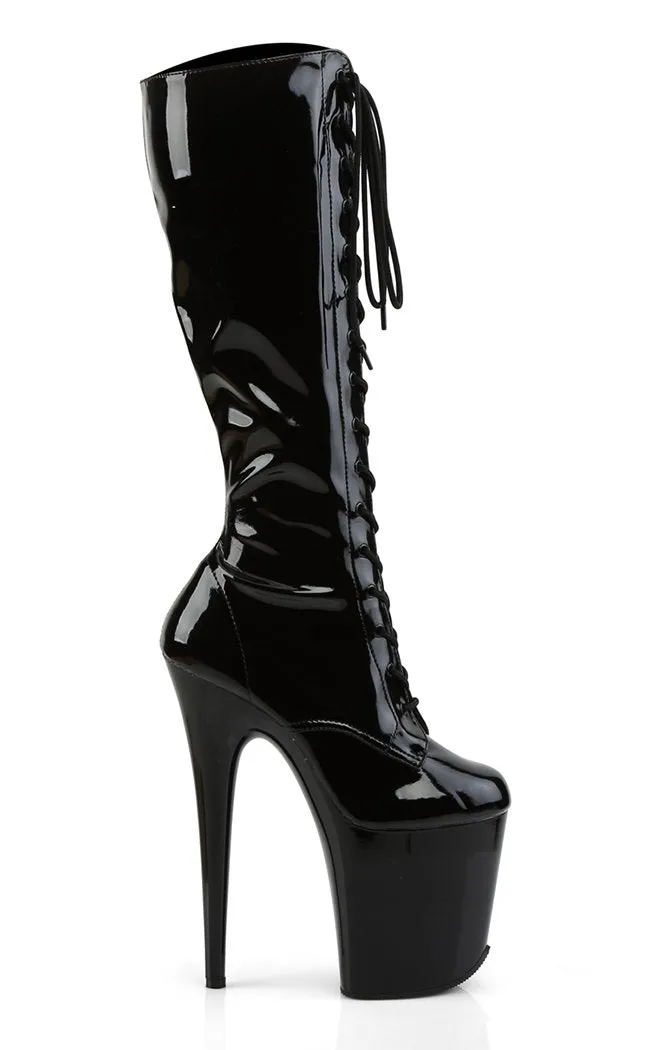 FLAMINGO-2023 Black Patent Knee High Boots