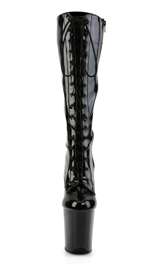 FLAMINGO-2023 Black Patent Knee High Boots