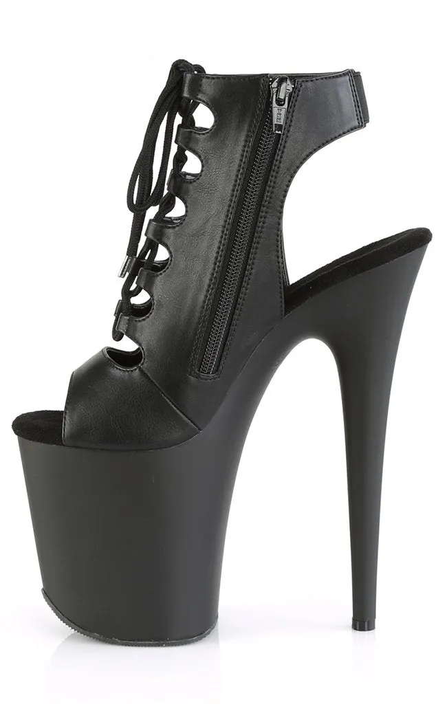 FLAMINGO-800-20 Black Vegan Leather Platform Heels