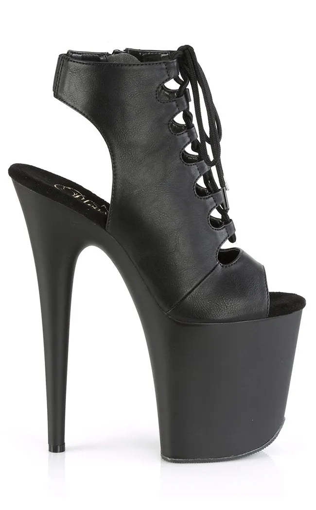 FLAMINGO-800-20 Black Vegan Leather Platform Heels