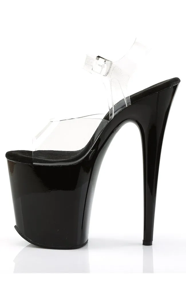 FLAMINGO-808 Black & Clear Platform Heels