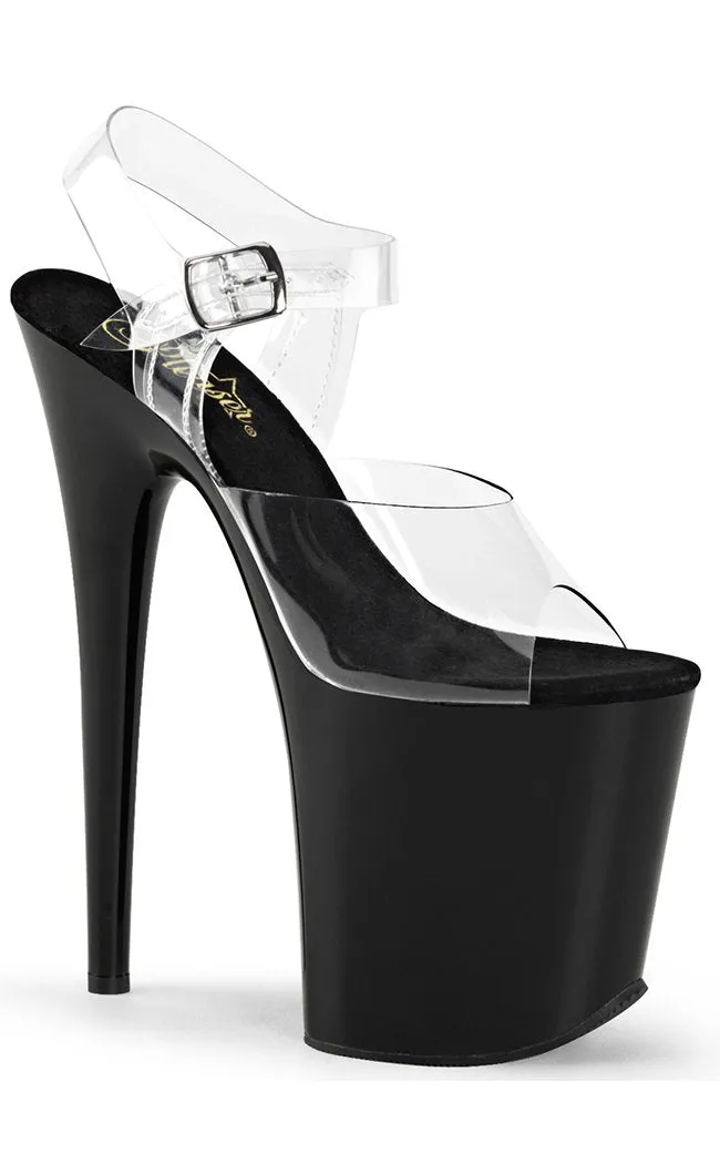 FLAMINGO-808 Black & Clear Platform Heels