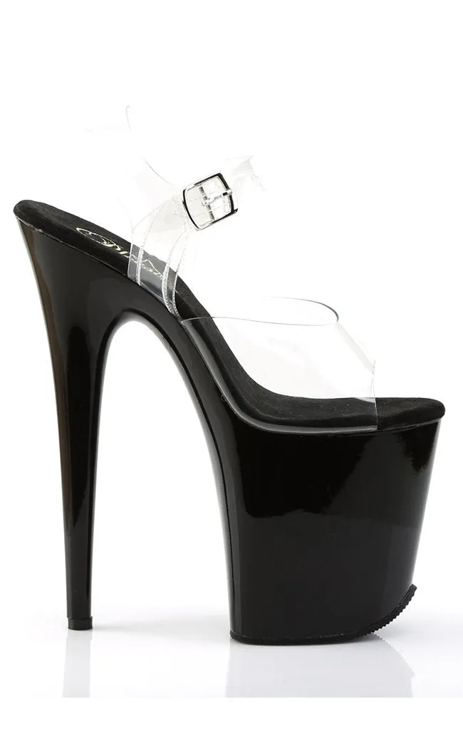 FLAMINGO-808 Black & Clear Platform Heels