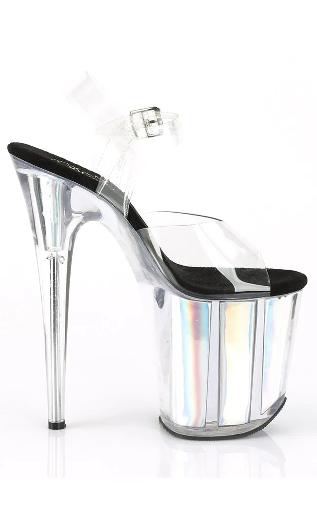 FLAMINGO-808HGI Silver Holo Platform Heels