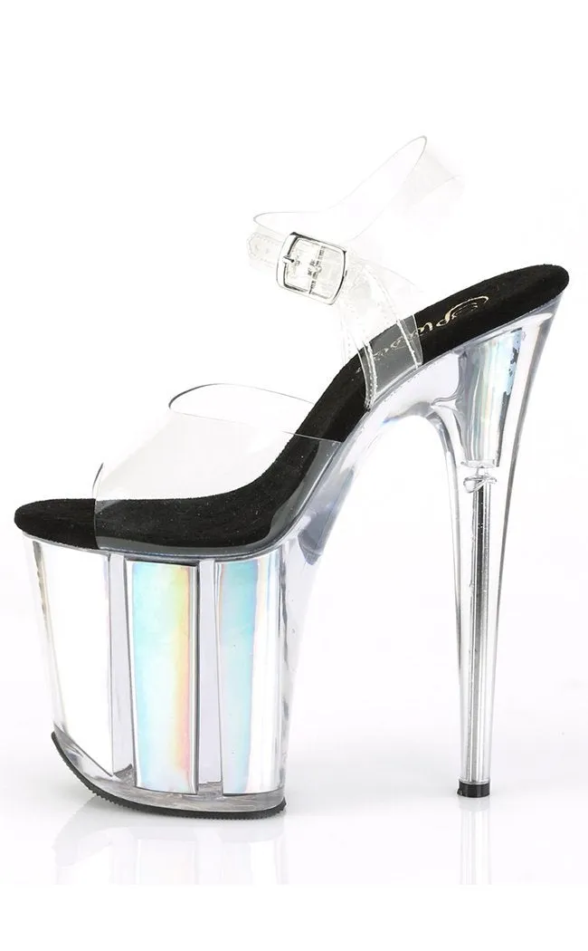 FLAMINGO-808HGI Silver Holo Platform Heels