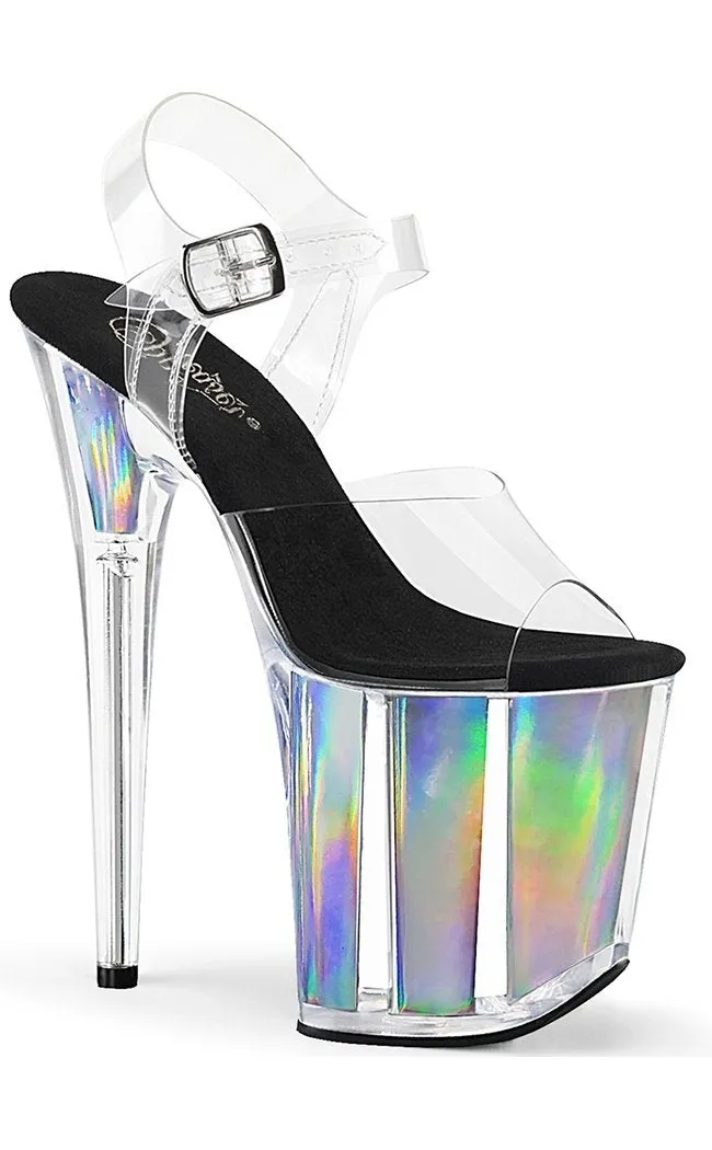 FLAMINGO-808HGI Silver Holo Platform Heels