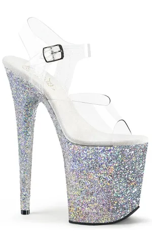 FLAMINGO-808LG Silver Glitter Platform Heels