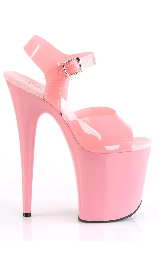 FLAMINGO-808N Baby Pink Jelly Platform Heels