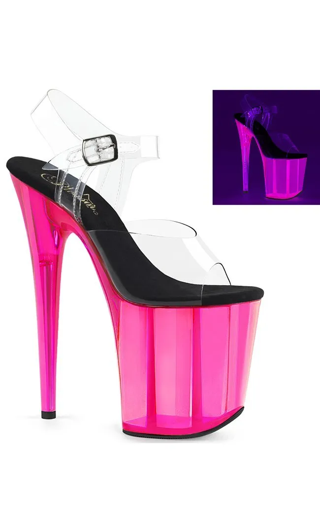 FLAMINGO-808UVT Hot Pink UV Platform Heels