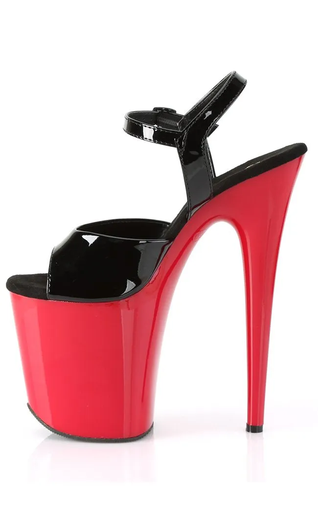 FLAMINGO-809 Black Patent & Red Platform Heels