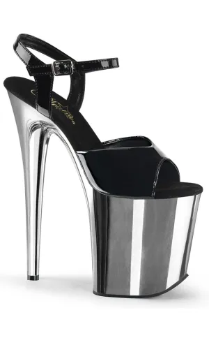 FLAMINGO-809 Black Patent & Silver Platform Heels