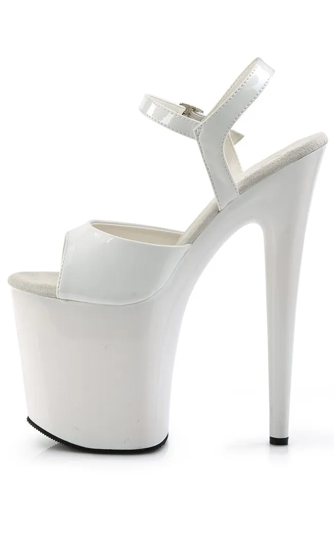 FLAMINGO-809 White Patent Platform Heels