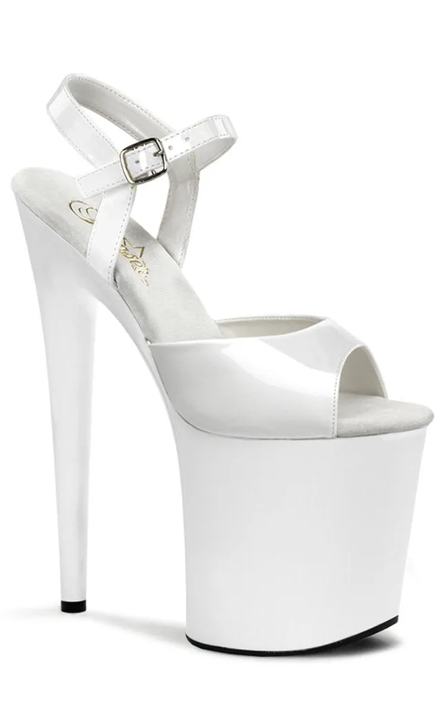 FLAMINGO-809 White Patent Platform Heels