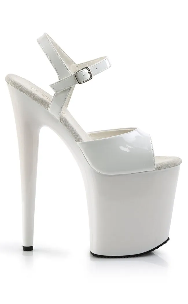 FLAMINGO-809 White Patent Platform Heels