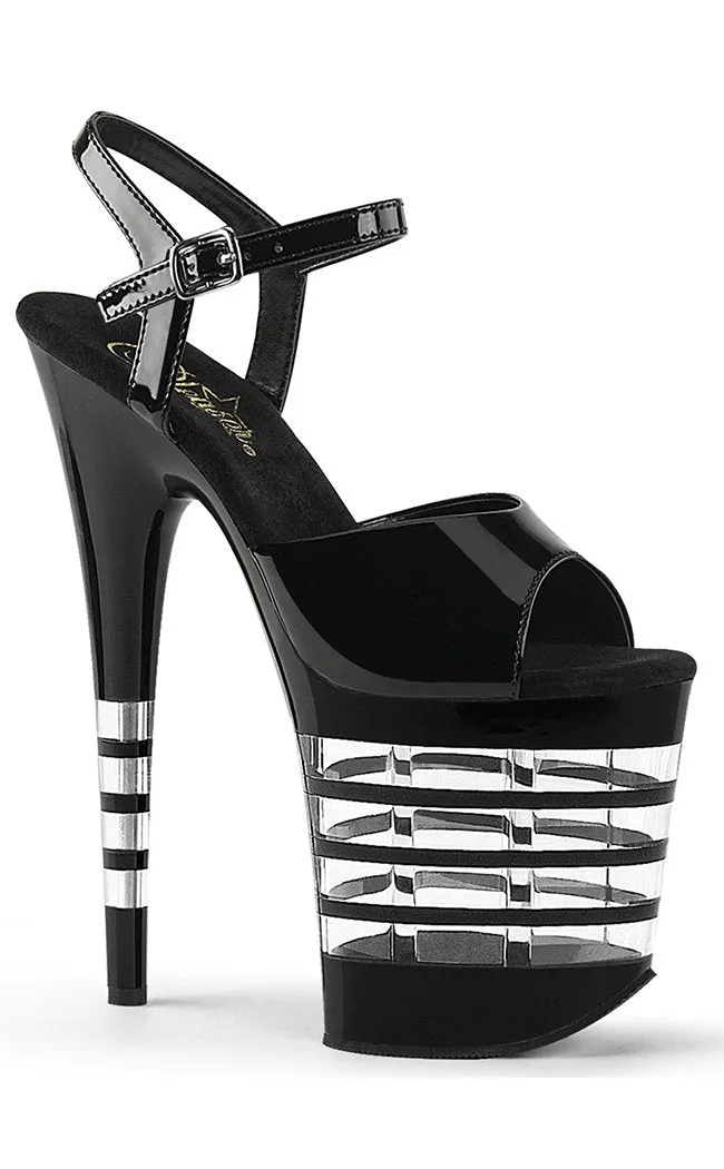 FLAMINGO-809LN Black Patent Platform Heels