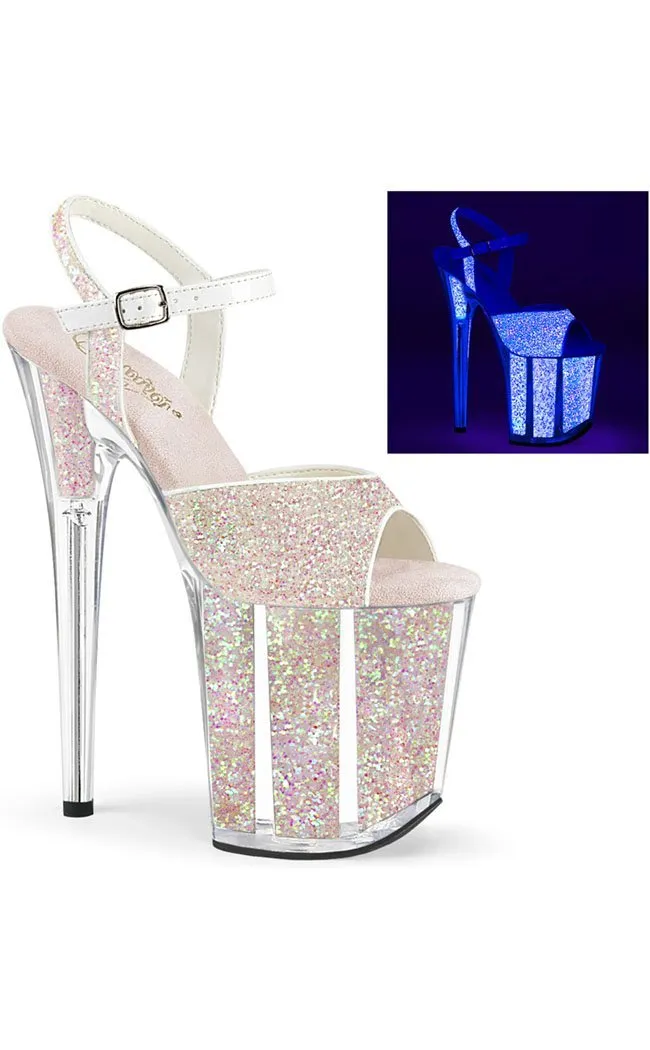 FLAMINGO-810UVG Neon Opal Glitter Platform Heels