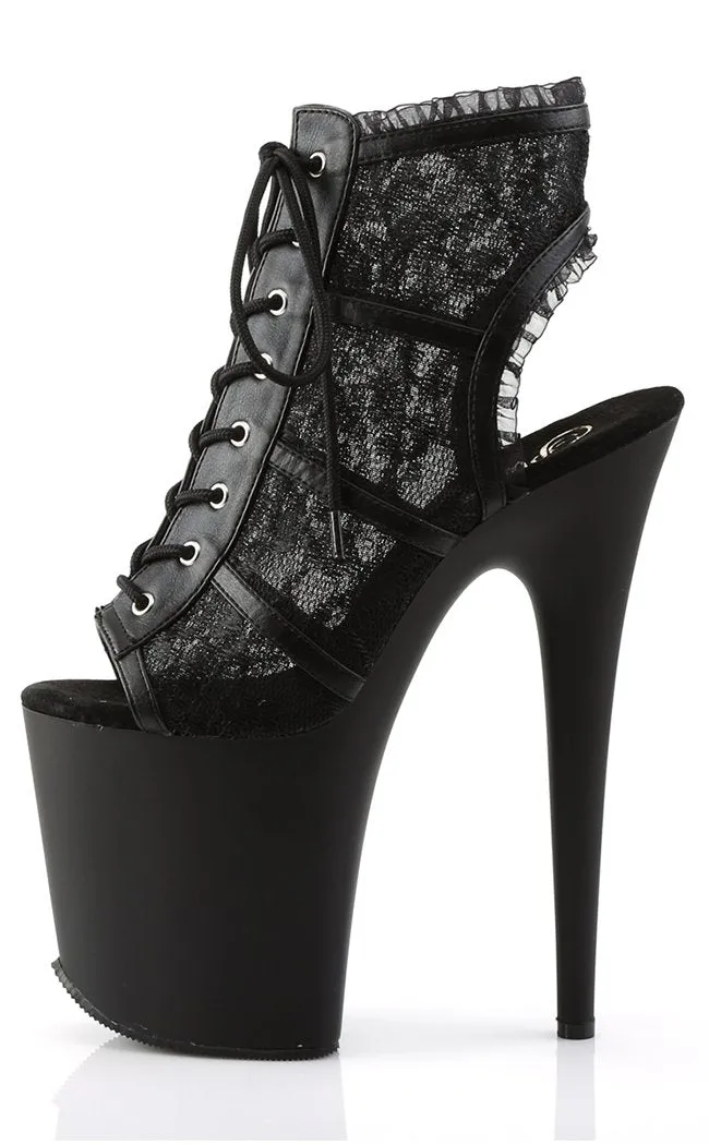 FLAMINGO-896LC Black Lace Platform Heels