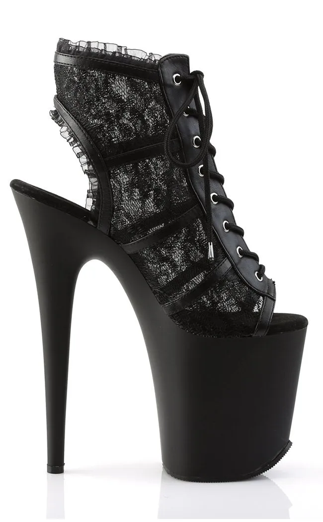 FLAMINGO-896LC Black Lace Platform Heels