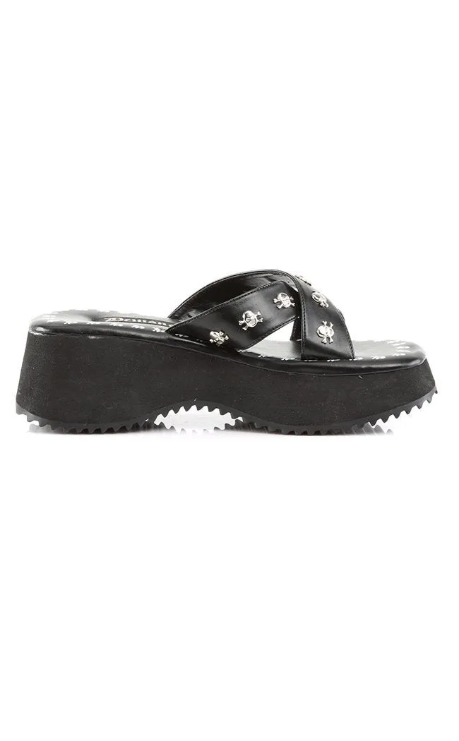 FLIP-05 Black Platform Slide Sandals