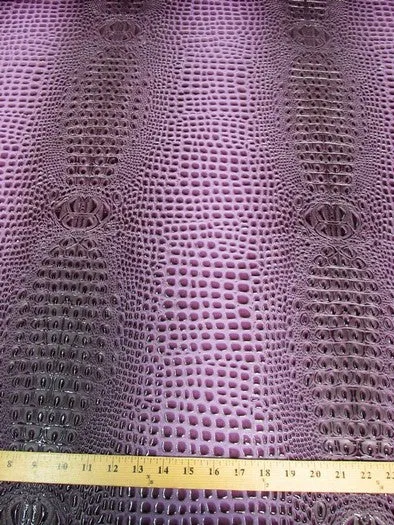 Florida Gator 3D Embossed Vinyl Fabric / Winter Lilac / By The Roll - 30 Yards