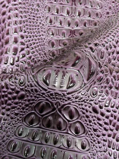 Florida Gator 3D Embossed Vinyl Fabric / Winter Lilac / By The Roll - 30 Yards