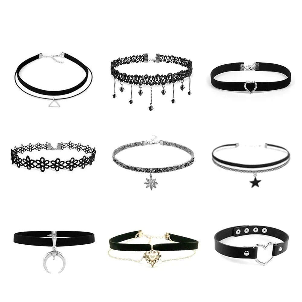 Funki Buys | Necklaces | Women's Black Goth Choker Necklace