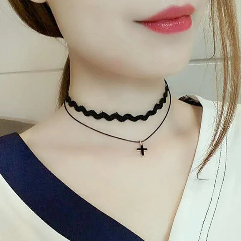 Funki Buys | Necklaces | Women's Black Goth Choker Necklace