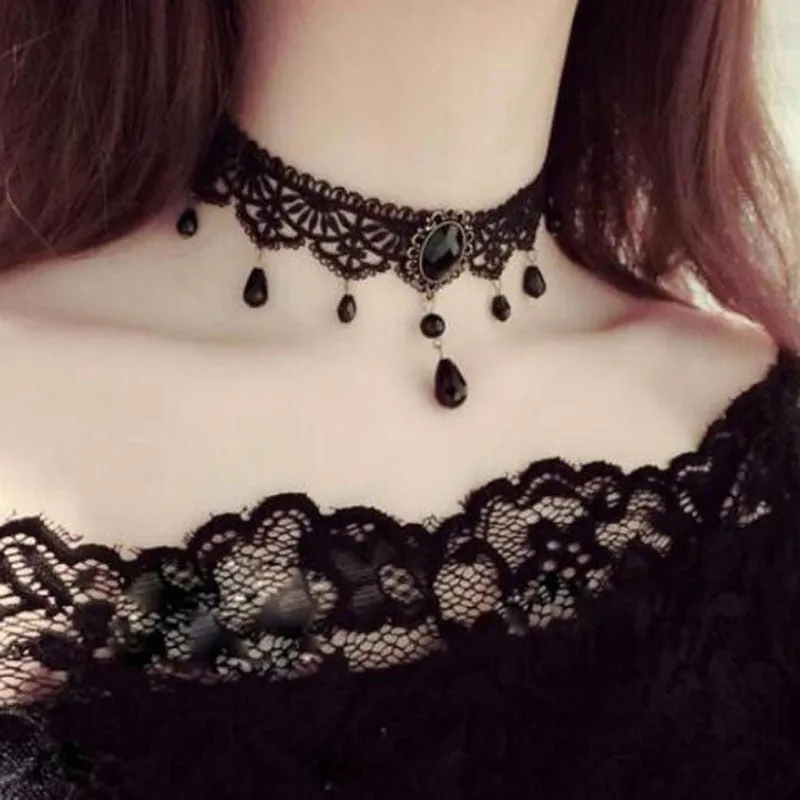 Funki Buys | Necklaces | Women's Black Goth Choker Necklace