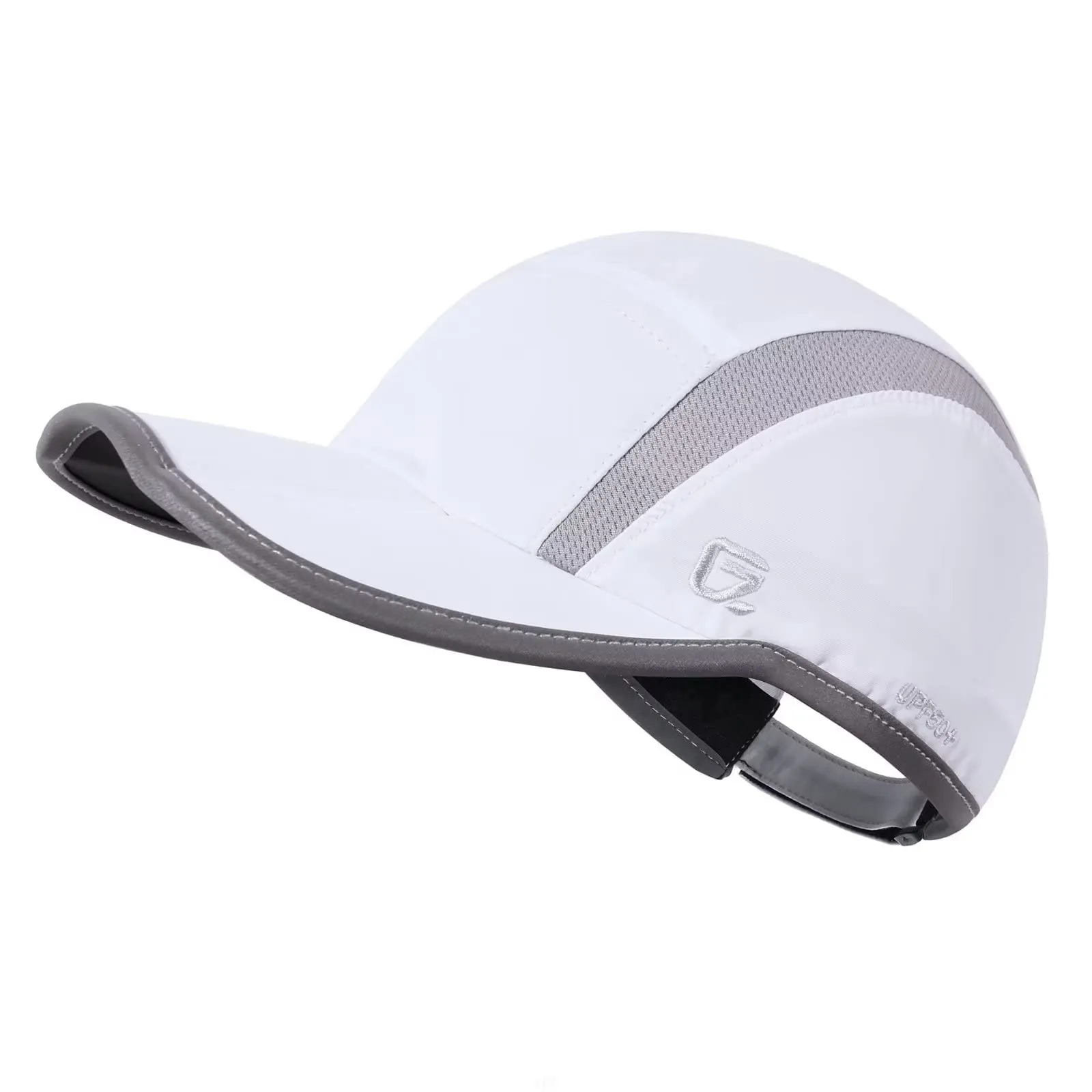 GADIEMKENSD Baseball Cap Nylon Running Outdoor Sports Hat for Men Woman Adjustable Quick Drying Reflective Foldable 50  UPF Inhibit UV Mesh Water Repellency Race Performance Lightweight White