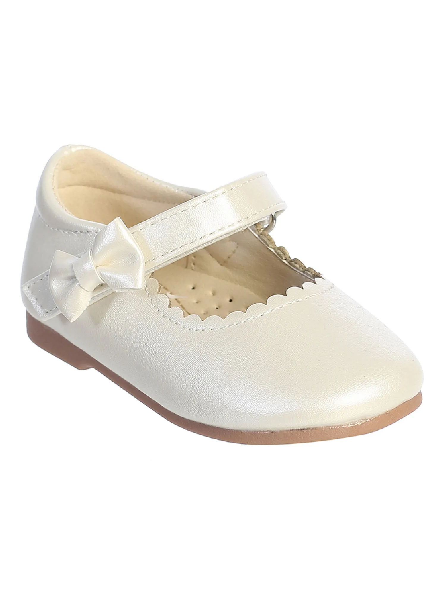 Girls Ivory Matte Scalloped Trim Mary Jane Shoes 1 Baby-8 Toddler