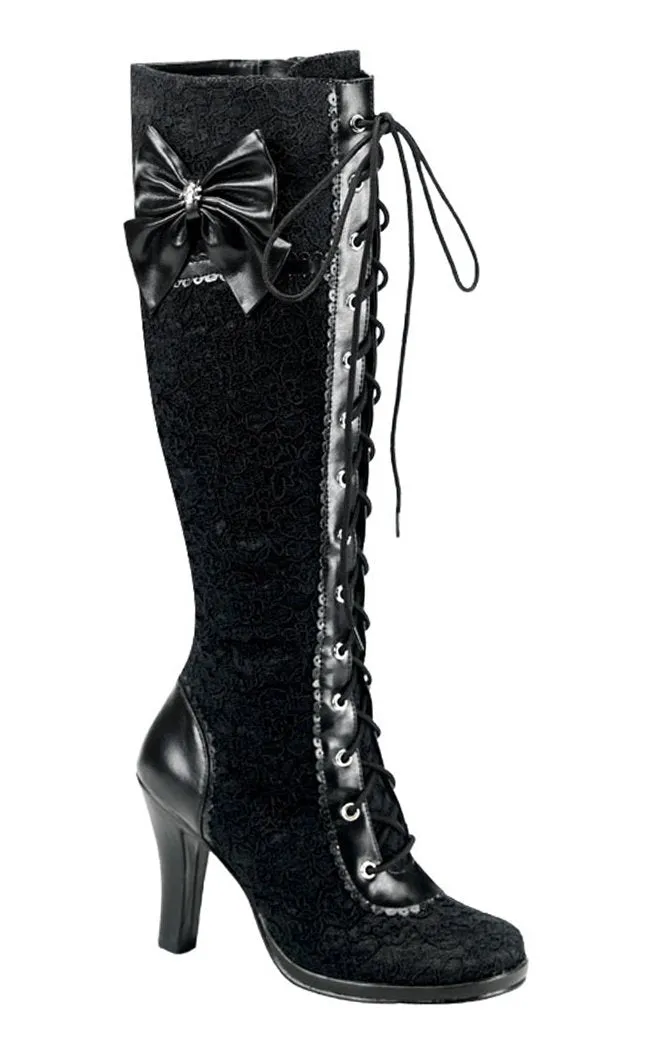 GLAM-240 Black Knee High Boots