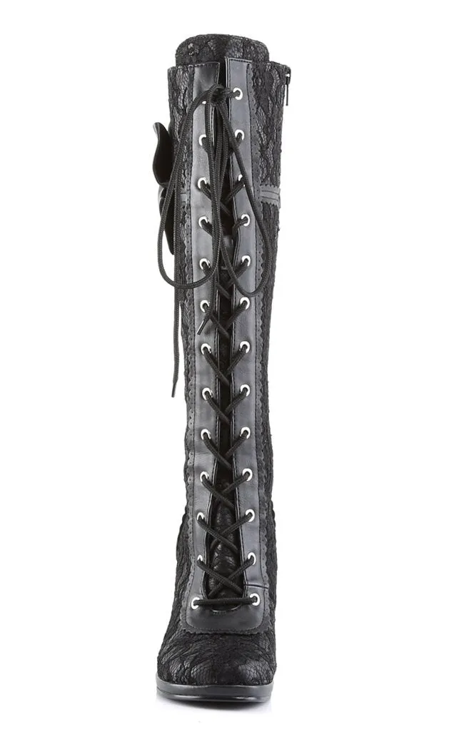 GLAM-240 Black Knee High Boots