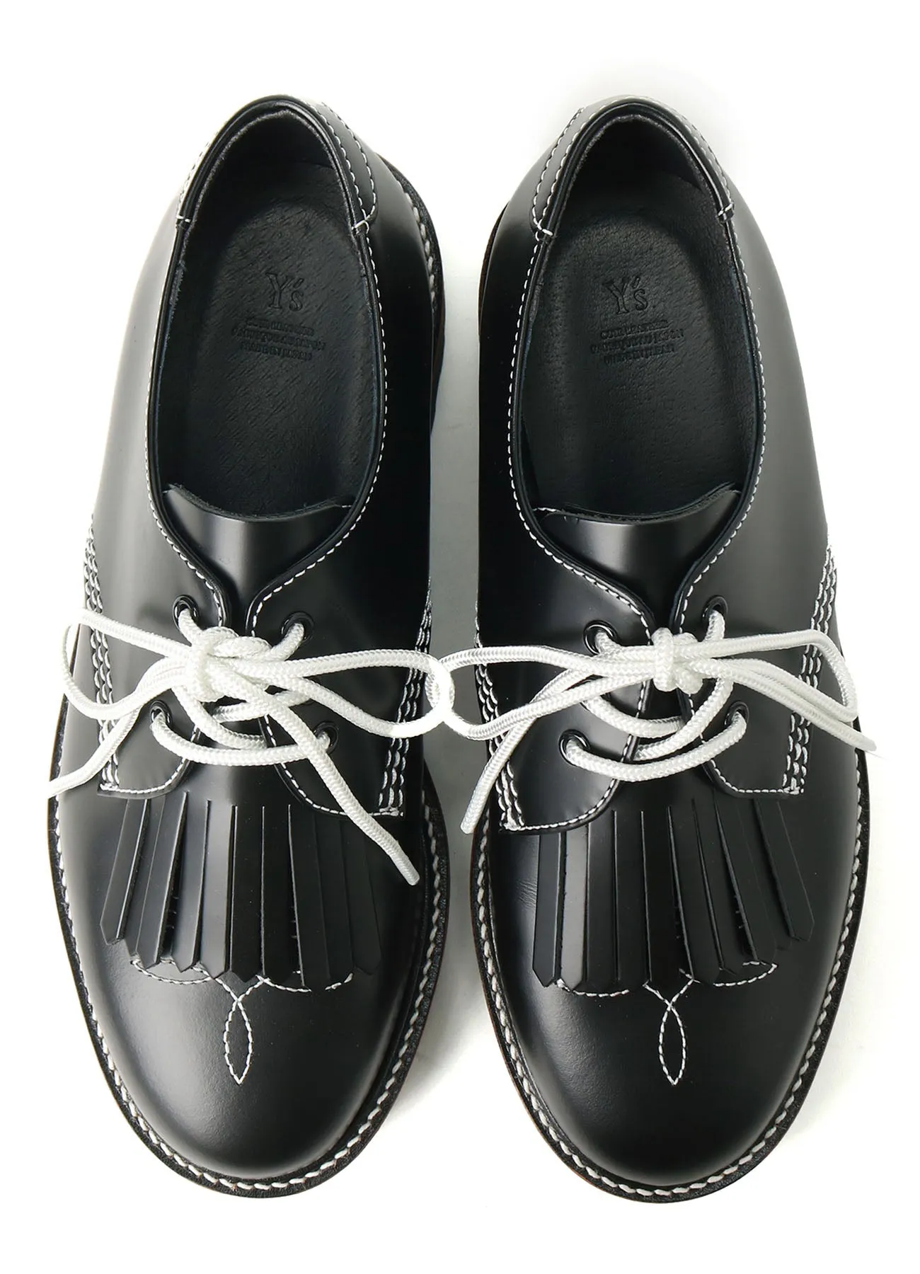 GLASS LEATHER FRINGE TONGUE SHOES