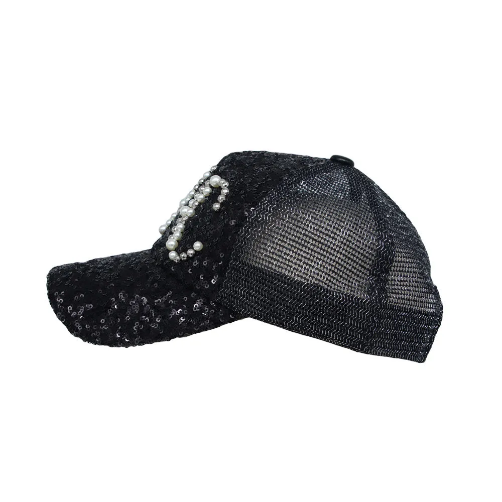 Glitter Sequin Hat Bling Heart Meshed Sparkle Shining Baseball Cap YTM1430