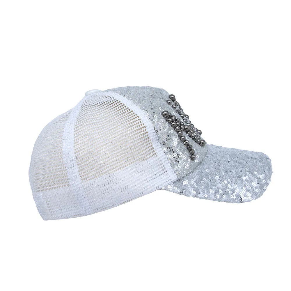 Glitter Sequin Hat Bling Heart Meshed Sparkle Shining Baseball Cap YTM1430