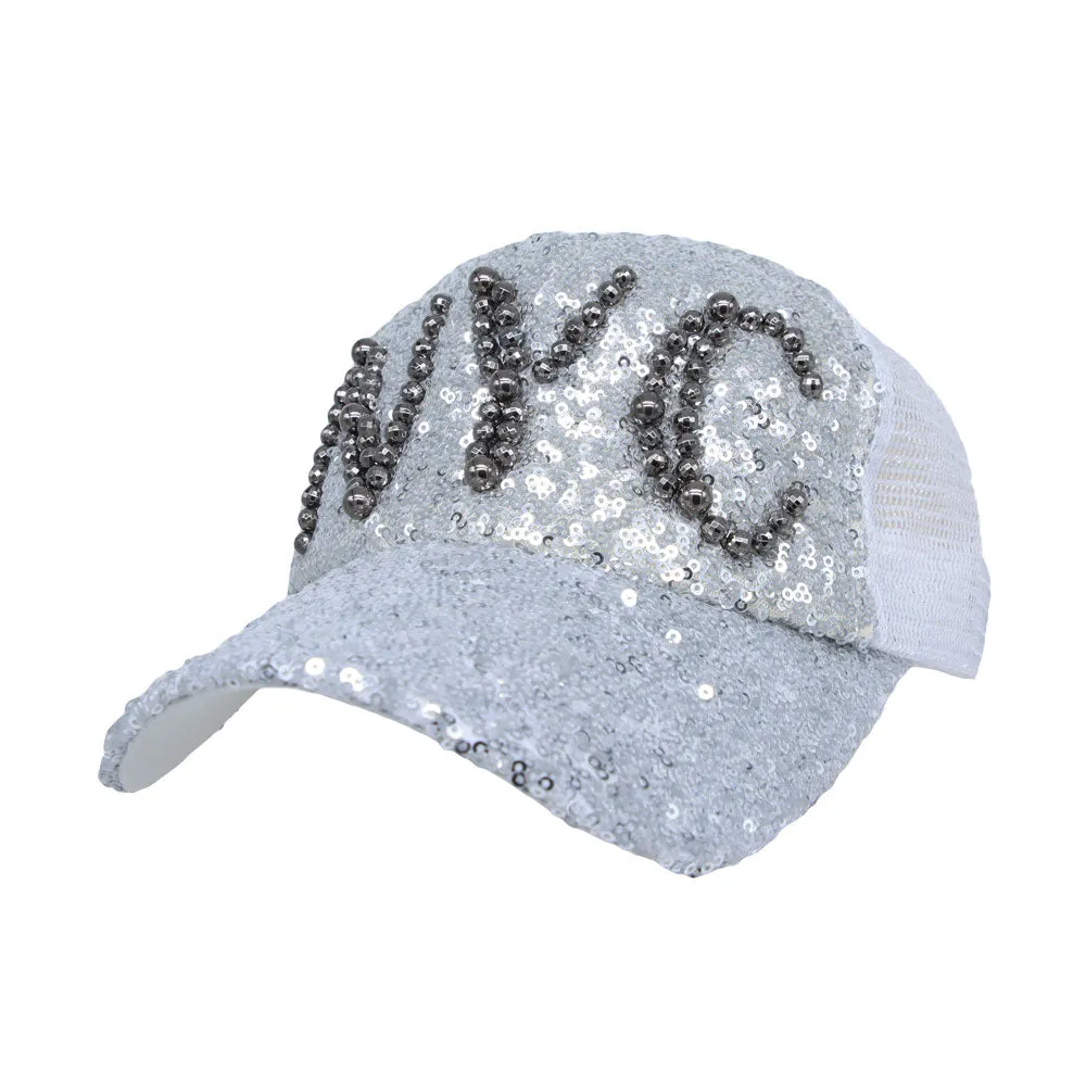 Glitter Sequin Hat Bling Heart Meshed Sparkle Shining Baseball Cap YTM1430