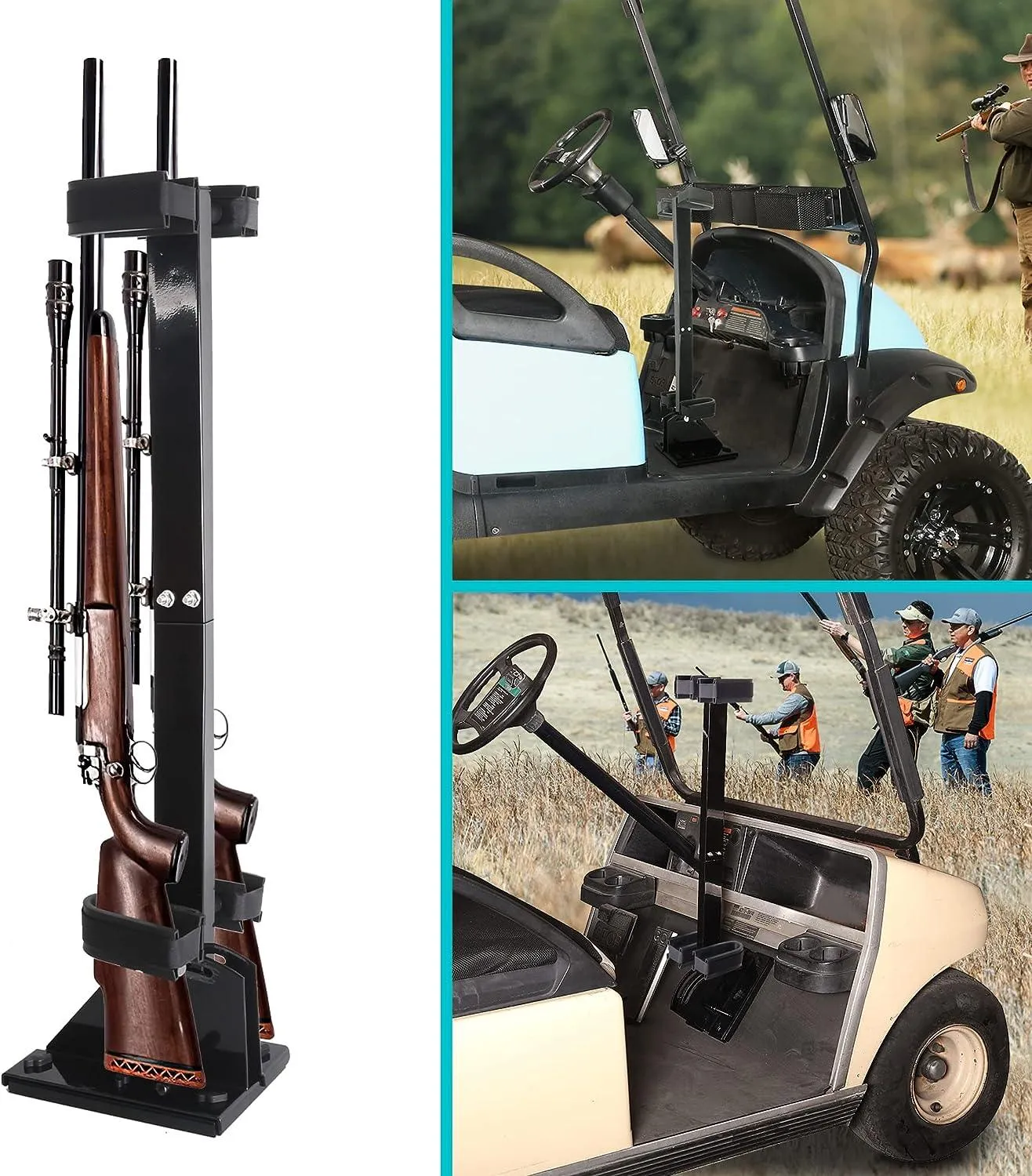 Golf Cart Gun Rack, Adjustable Gun Rack for Yamaha Club Car EZGO - 10L0L