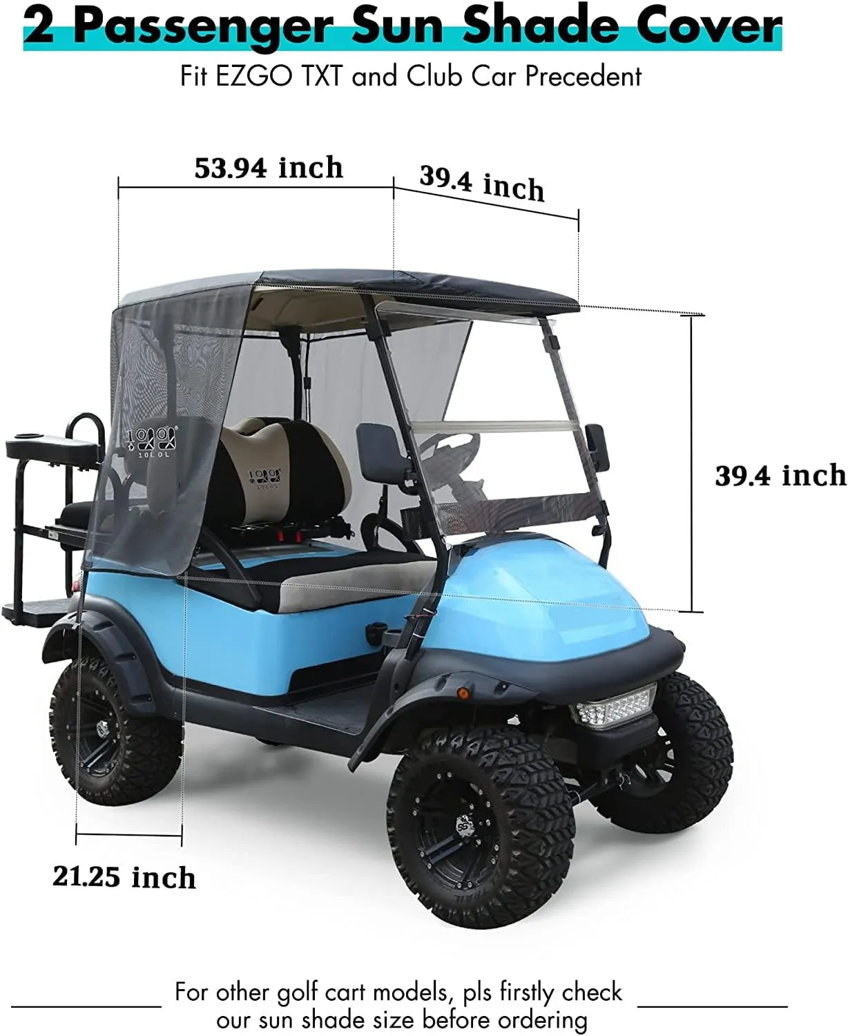 Golf Cart Sun Shade For EZGO TXT & Club Car Precedent - 10L0L