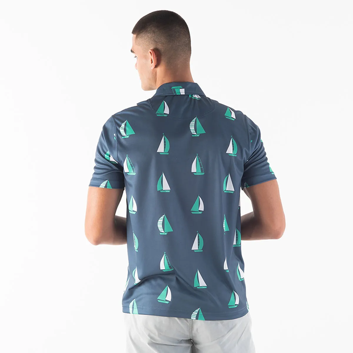 Golf Shirt - Sail Boats | Steel