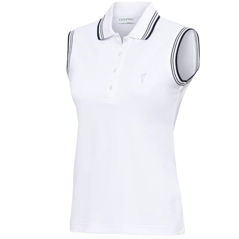 Golfino Maura S/L Polo - White/Stripe