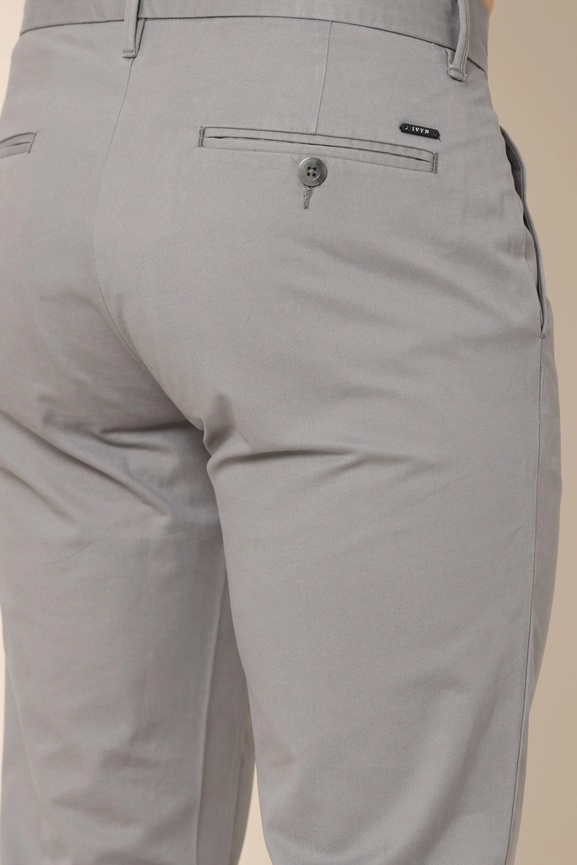 Grey Slim-Fit Trousers for Men's