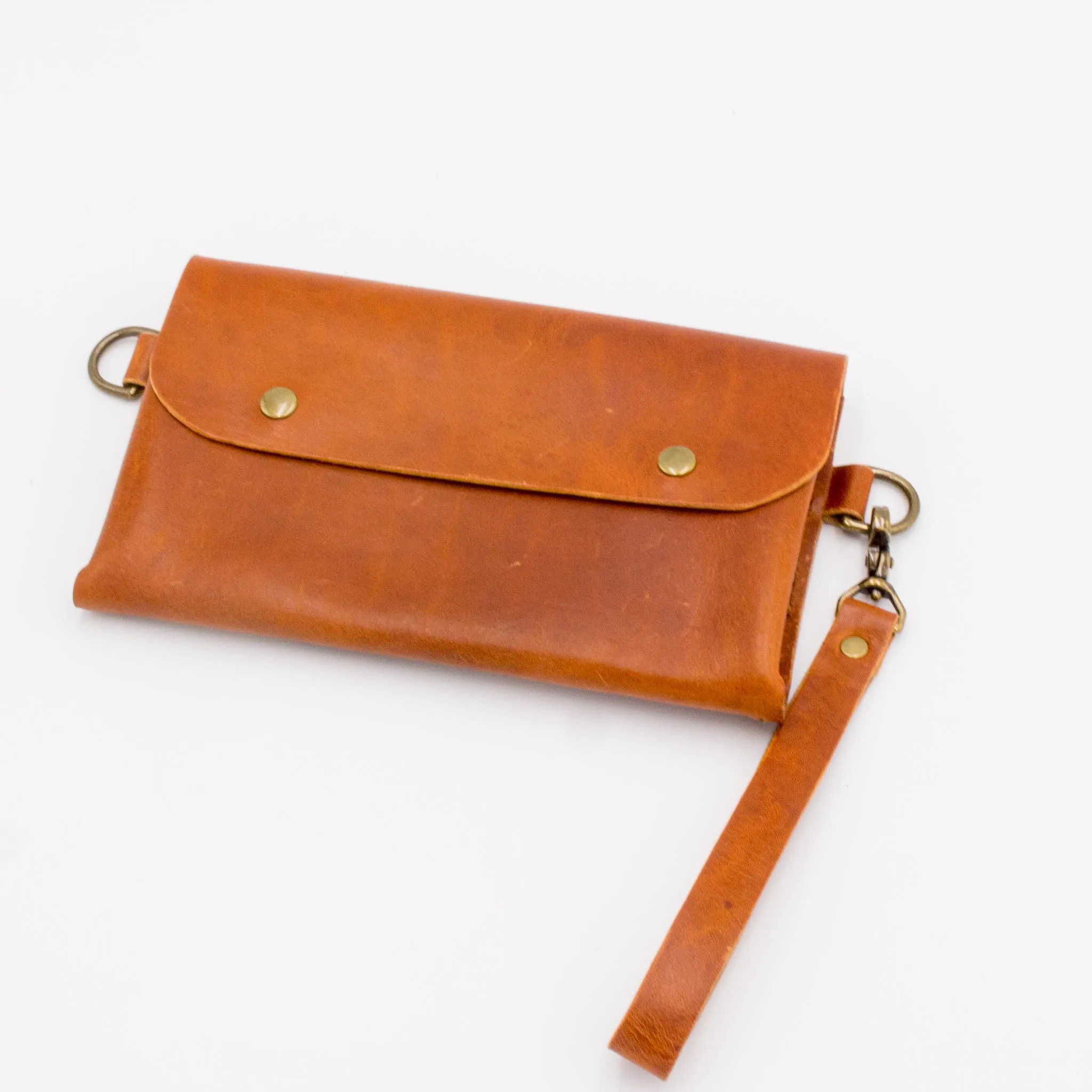 Handcrafted Mini Leather Convertible Crossbody Clutch Bag - English Tan