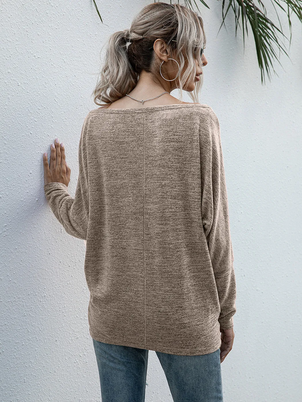 Heather Knit Boatneck Pullover