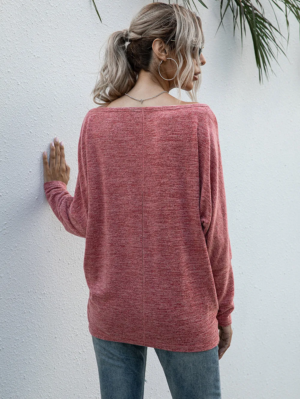 Heather Knit Boatneck Pullover