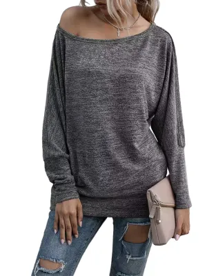 Heather Knit Boatneck Pullover